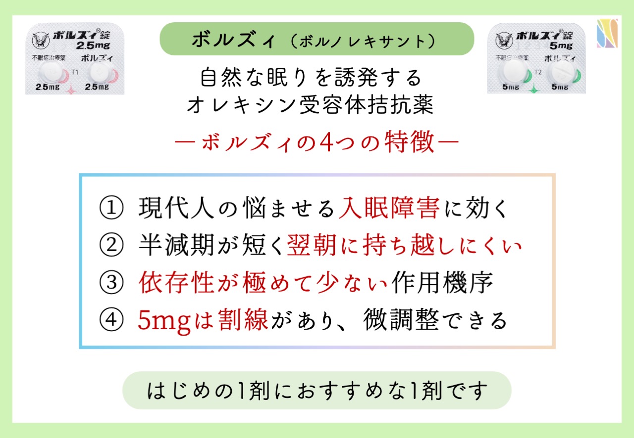 医師解説】新しい不眠症治療薬ボルズィ(ボルノレキサント）とは？特徴 
